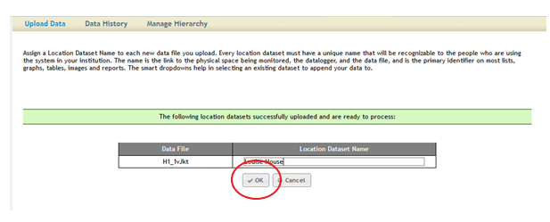 EClimate Files Uploaded Window