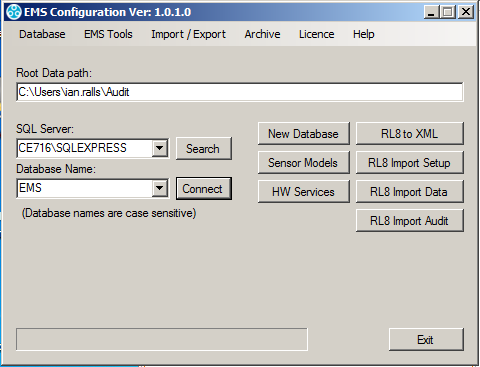 EMS Config Window Popup