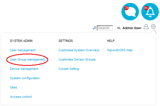 System Menu - User Group Management