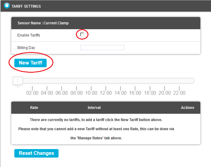 Tariff Settings Pane