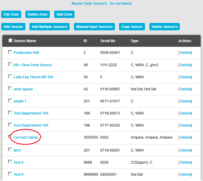 Current Clamp Sensor Select