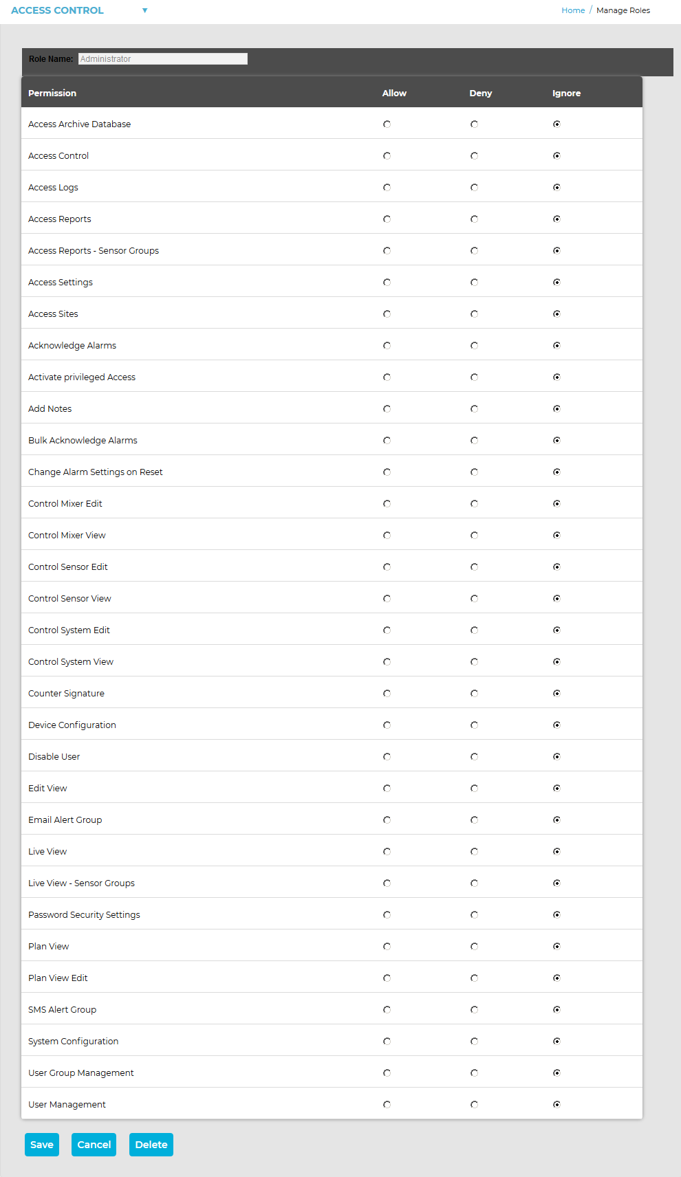 Manage Role Window