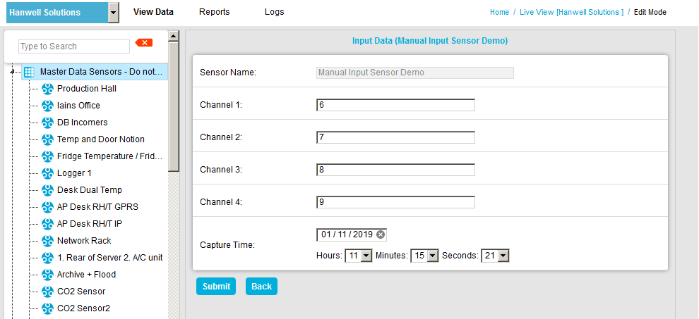 Edit Manual Input Values