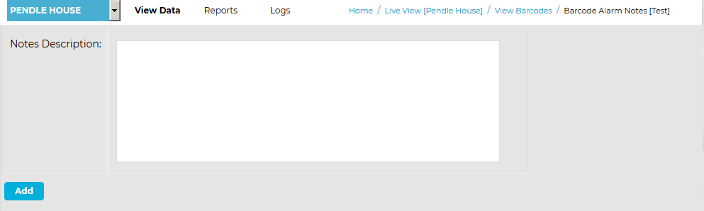 Barcodes Alarm Notes Edit