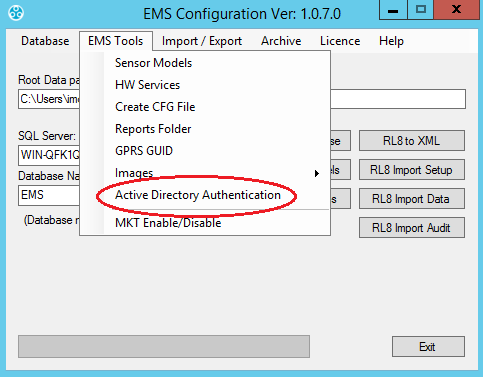 Active Directory Authentication Drop Down