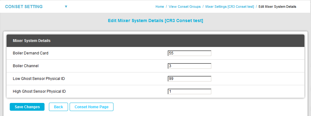 Edit Mixer System Details