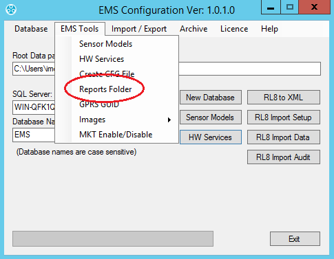 EMS Config - EMS Tools Drop Down