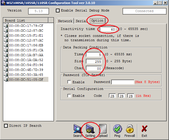 SR2 Configuration Option Tab