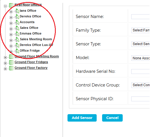 Zones Sensor List