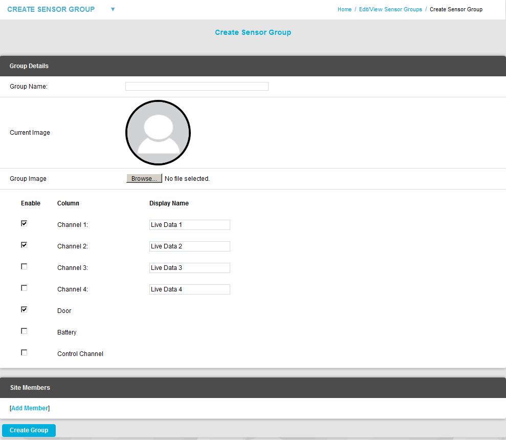 Create Sensor Group Winodw2