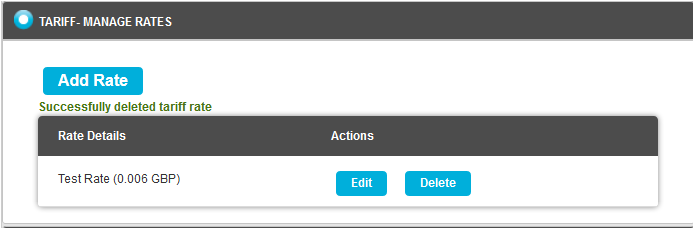 Tariff-Manage Rates Delete Old