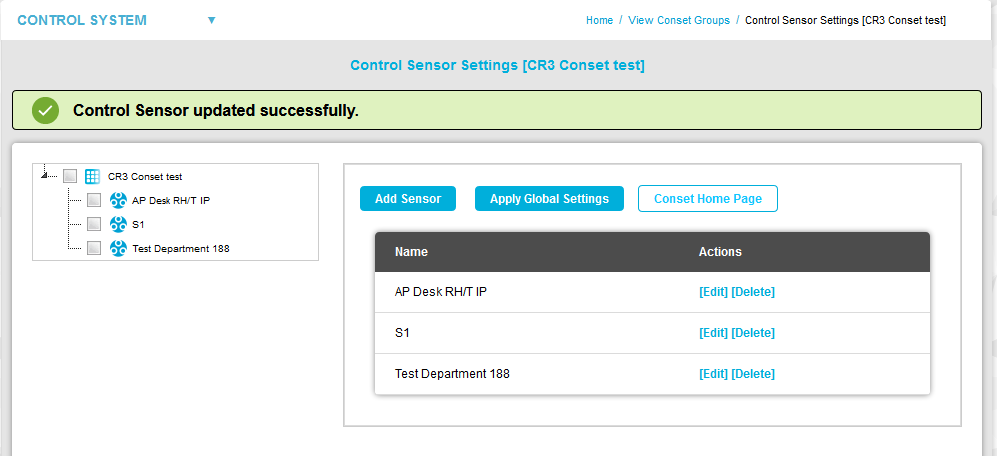 Control Sensor Updated Successfully