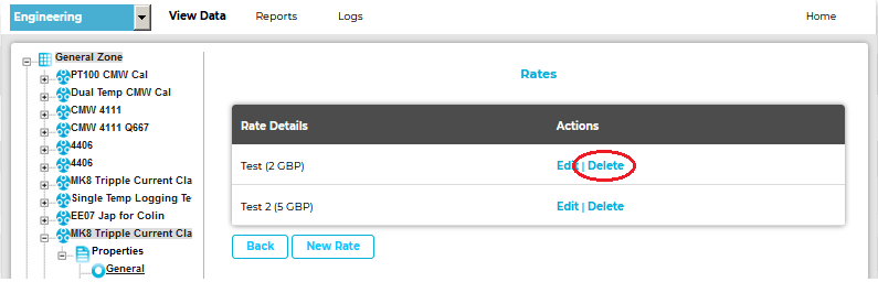 Tariff Rates Window Delete  OLD