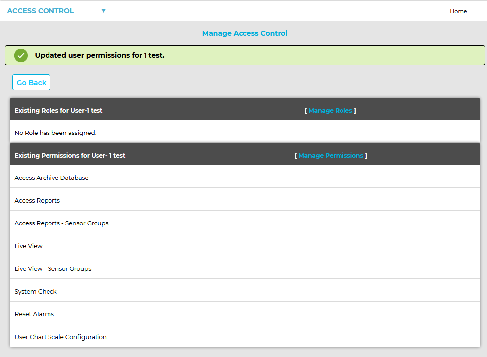 Manage Access Control Updated User Permissions