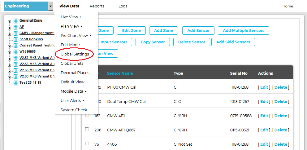 Alarm Global Settings OLD