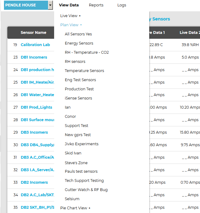 Plan View Expanded Live View Drop Down