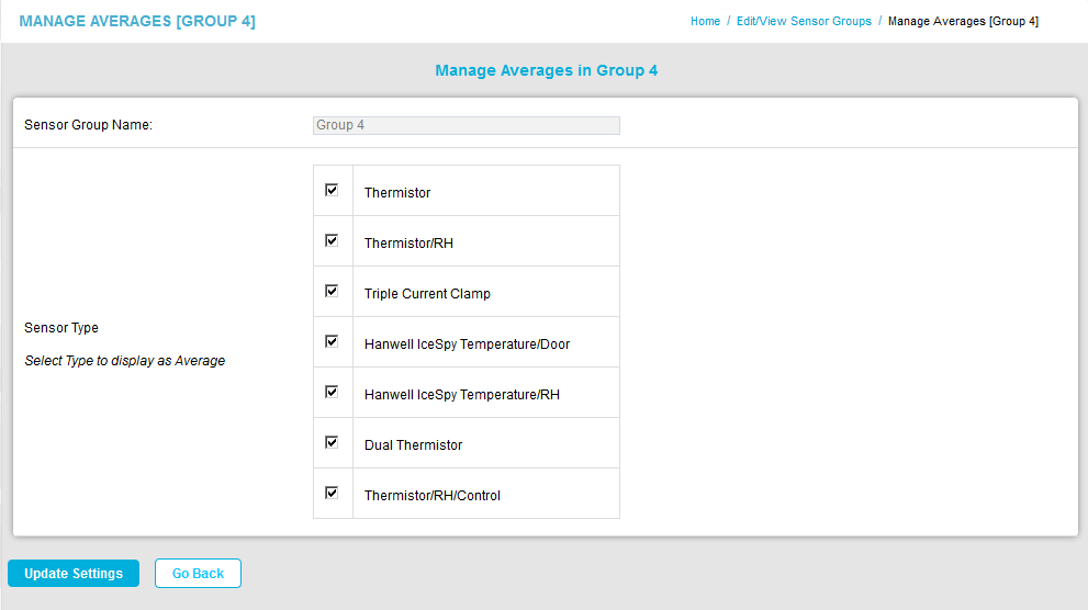 Manage Averages Window