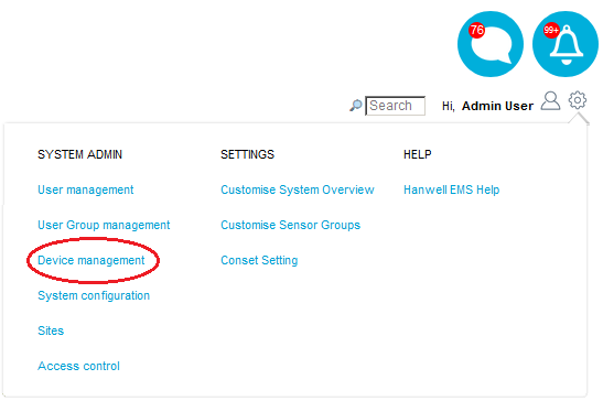 System Menu-Device Management