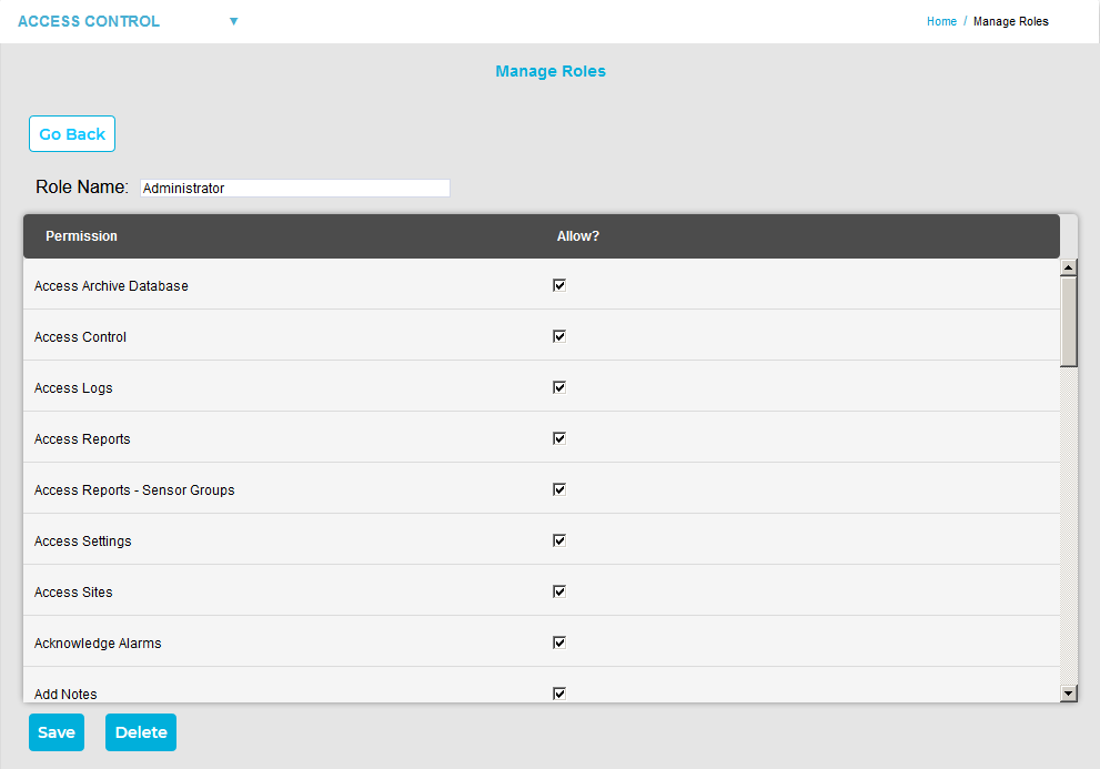 Manage Roles for Role Window