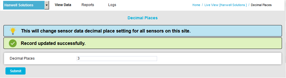 Decimal Places Record Updated Successfully