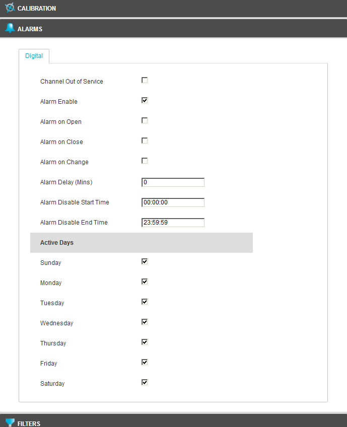 Digital Alarm Parameters