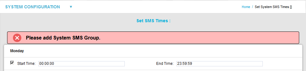 Please Add System SMS Group