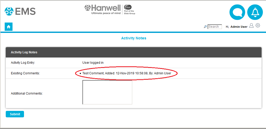 Activity Log Existing Comment