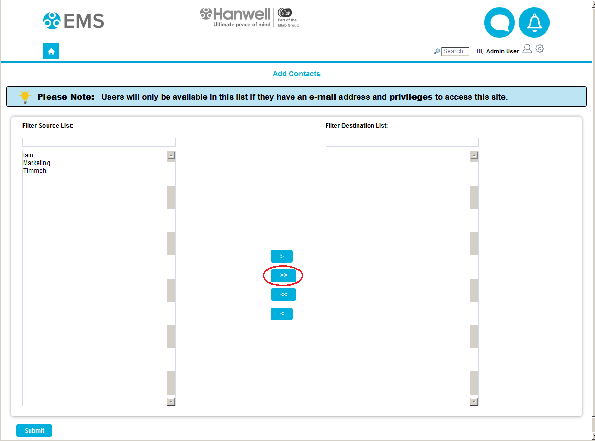 Custom Reports Add Contacts RH Double Arrow