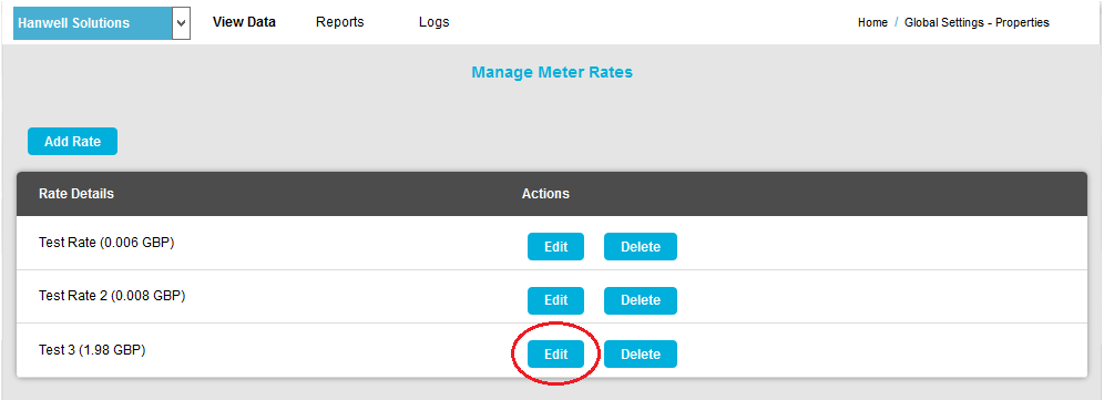 Edit Tariff Rate New