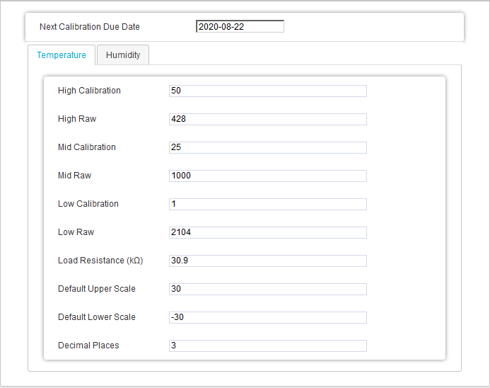 Temperature Calibration Window