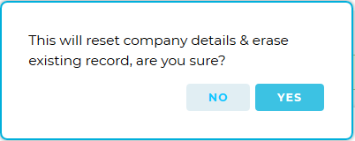 Reset Company Details Warning