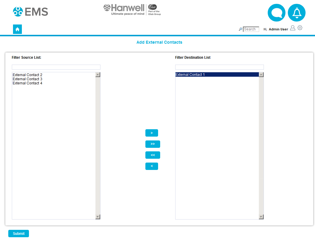 SMS Alerts External Contact Selected