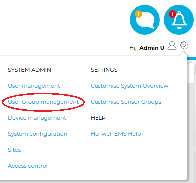 System Menu-User Group Management