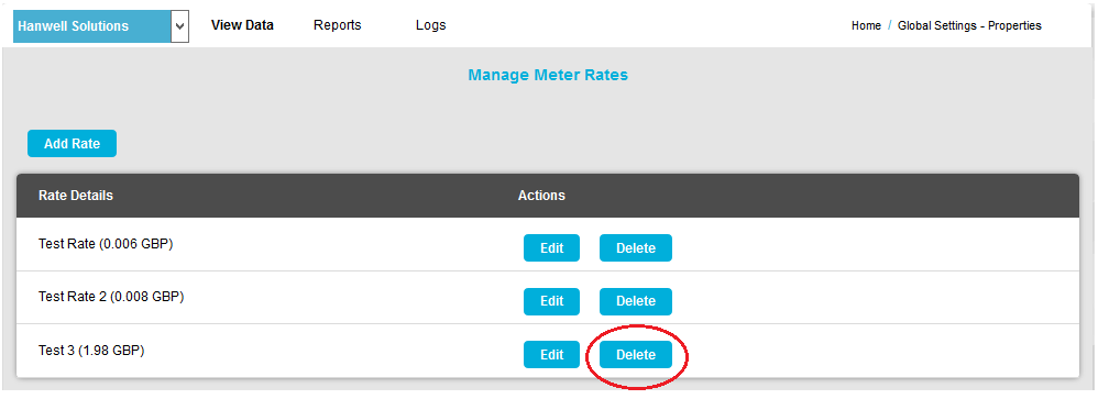 Delete Meter Tariff Rate New