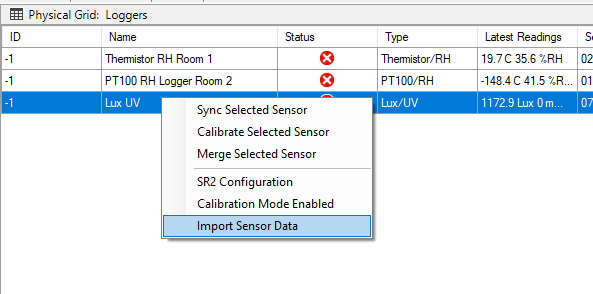 Impiort Sensor Data