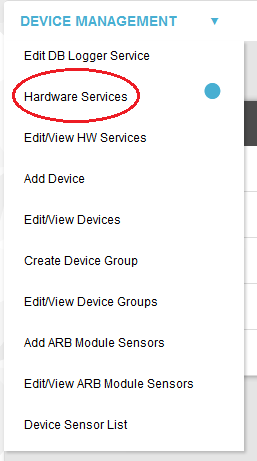 Device Management Drop Down Menu Hardware Services