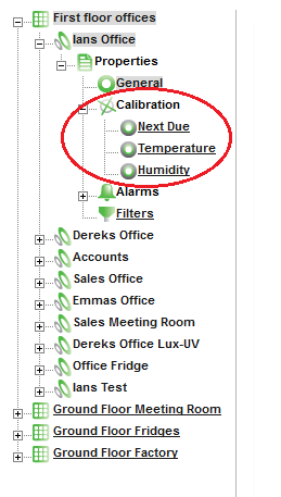 Calibration Properties Tree