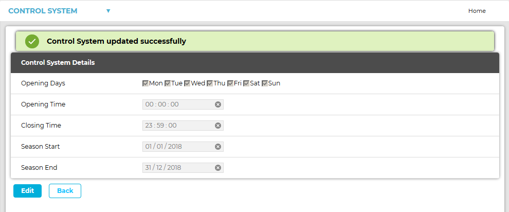 Control System Updated Successfully