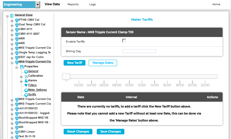 Meter Tariffs New Tariff Button Enabled OLD