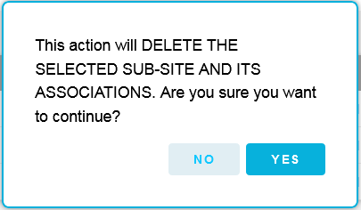 Delete Sub-Site window