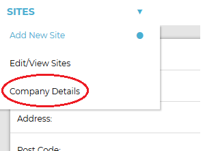 Sites Drop Down-Company Details