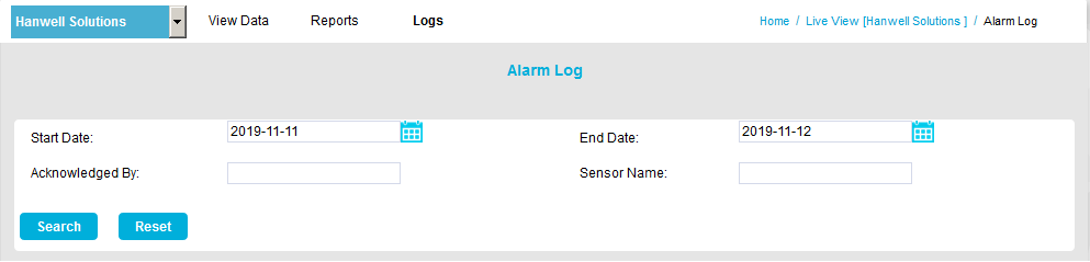 Alarm Log Search