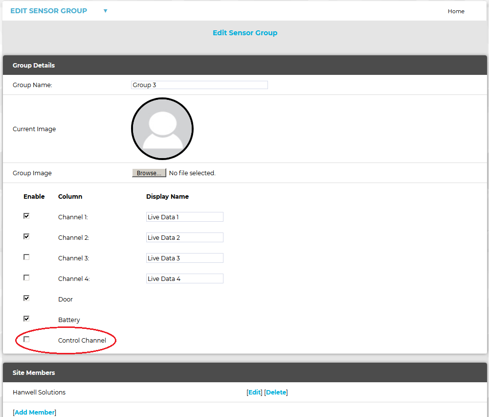 Control Channel Check Box