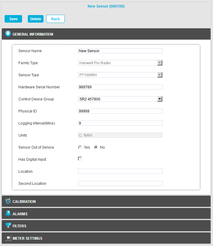 Sensor Properties Field