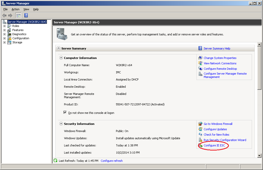 Server Manager Dashboard