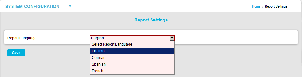 Report Langauge Report Settings Window