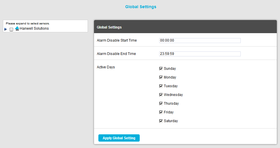 Global Settings Window