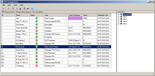 EMS Management Window Current Clamp