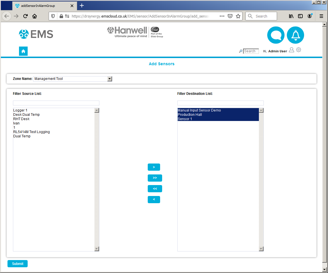 SMS Alerts Sensors Selected