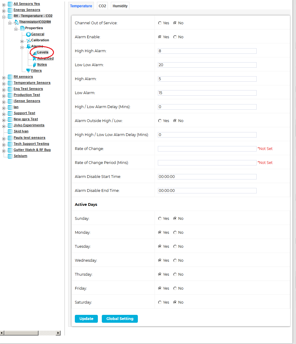 Alarm Parameters-Levels Old